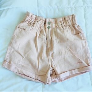 Pastel pink high waisted shorts